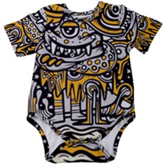 Crazy-abstract-doodle-social-doodle-drawing-style Baby Short Sleeve Bodysuit by Salman4z