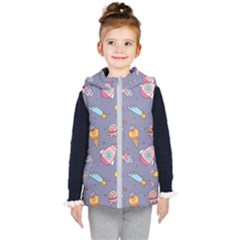 Outer-space-seamless-background Kids  Hooded Puffer Vest by Salman4z