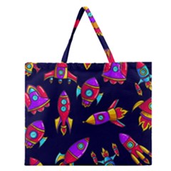 Space-patterns Zipper Large Tote Bag by Salman4z