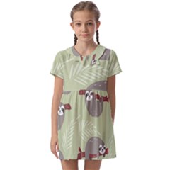 Sloths-pattern-design Kids  Asymmetric Collar Dress by Salman4z