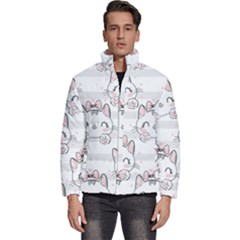 Cat-with-bow-pattern Men s Puffer Bubble Jacket Coat by Salman4z