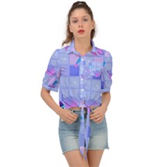 Seamless-pattern-pastel-galaxy-future Tie Front Shirt  by Salman4z