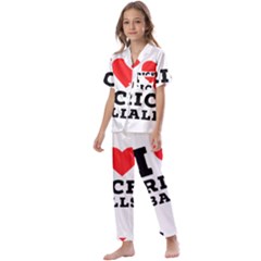 I Love Rice Balls Kids  Satin Short Sleeve Pajamas Set by ilovewhateva