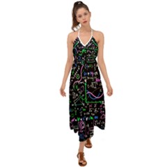 Math-linear-mathematics-education-circle-background Halter Tie Back Dress  by Salman4z