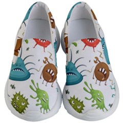 Dangerous-streptococcus-lactobacillus-staphylococcus-others-microbes-cartoon-style-vector-seamless Kids Lightweight Slip Ons by Salman4z