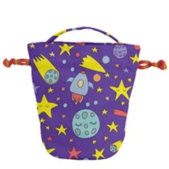 Card-with-lovely-planets Drawstring Bucket Bag by Salman4z