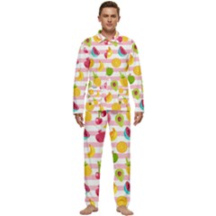 Tropical-fruits-berries-seamless-pattern Men s Long Sleeve Velvet Pocket Pajamas Set by Salman4z