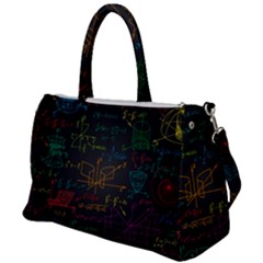 Mathematical-colorful-formulas-drawn-by-hand-black-chalkboard Duffel Travel Bag by Salman4z