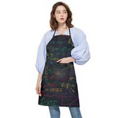 Mathematical-colorful-formulas-drawn-by-hand-black-chalkboard Pocket Apron by Salman4z