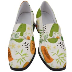 Seamless-tropical-pattern-with-papaya Women s Chunky Heel Loafers by Salman4z