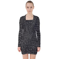 Math-equations-formulas-pattern V-neck Bodycon Long Sleeve Dress by Salman4z