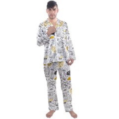 Doodle-seamless-pattern-with-autumn-elements Men s Long Sleeve Satin Pajamas Set by Salman4z