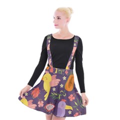 Exotic-seamless-pattern-with-parrots-fruits Suspender Skater Skirt by Salman4z