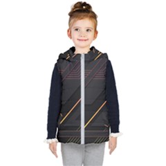 Gradient-geometric-shapes-dark-background Kids  Hooded Puffer Vest by Salman4z