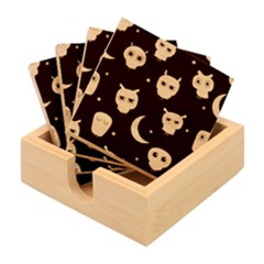 Cute-owl-doodles-with-moon-star-seamless-pattern Bamboo Coaster Set by Salman4z