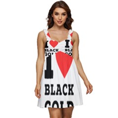 I Love Black Gold Ruffle Strap Babydoll Chiffon Dress by ilovewhateva