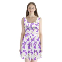 Purple-owl-pattern-background Split Back Mini Dress  by Salman4z