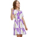 Purple-owl-pattern-background Kids  Puff Sleeved Dress View2