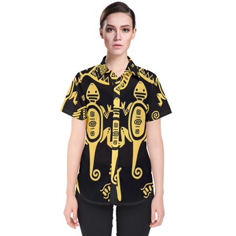 Mexican-culture-golden-tribal-icons Women s Short Sleeve Shirt by Salman4z