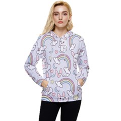 Seamless-pattern-with-cute-rabbit-character Women s Lightweight Drawstring Hoodie by Salman4z