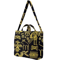 Golden-indian-traditional-signs-symbols Square Shoulder Tote Bag by Salman4z