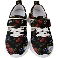 Floral-folk-fashion-ornamental-embroidery-pattern Kids  Velcro Strap Shoes by Salman4z