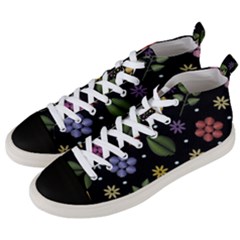 Embroidery-seamless-pattern-with-flowers Men s Mid-top Canvas Sneakers by Salman4z