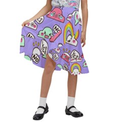 Cloud-seamless-pattern -- Kids  Ruffle Flared Wrap Midi Skirt by Salman4z