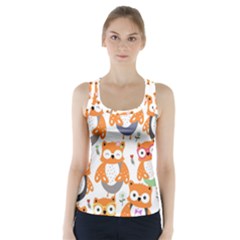 Cute-colorful-owl-cartoon-seamless-pattern Racer Back Sports Top by Salman4z