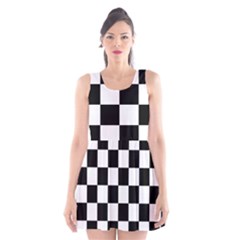 Chess-board-background-design Scoop Neck Skater Dress by Salman4z