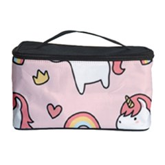 Cute-unicorn-rainbow-seamless-pattern-background Cosmetic Storage by Salman4z