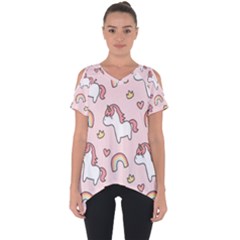 Cute-unicorn-rainbow-seamless-pattern-background Cut Out Side Drop Tee by Salman4z