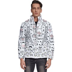 Big-collection-with-hand-drawn-objects-valentines-day Men s Puffer Bubble Jacket Coat by Salman4z