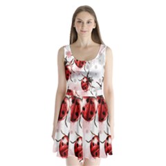 Ladybugs-pattern-texture-watercolor Split Back Mini Dress  by Salman4z