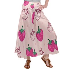 Seamless-strawberry-fruit-pattern-background Women s Satin Palazzo Pants by Salman4z