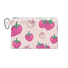 Seamless-strawberry-fruit-pattern-background Canvas Cosmetic Bag (medium) by Salman4z