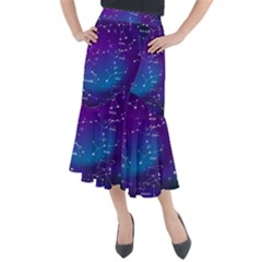 Realistic-night-sky-poster-with-constellations Midi Mermaid Skirt by Salman4z