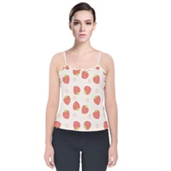 Strawberries-pattern-design Velvet Spaghetti Strap Top by Salman4z