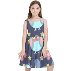 Owl-stars-pattern-background Kids  Skater Dress by Salman4z