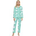 Elegant Swan Seamless Pattern Womens  Long Sleeve Velvet Pocket Pajamas Set View1