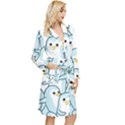 Penguins Pattern Long Sleeve Velvet Robe View3