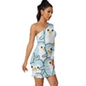 Penguins Pattern Long Sleeve One Shoulder Mini Dress View3