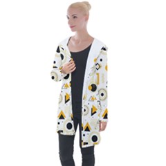 Flat Geometric Shapes Background Longline Hooded Cardigan by pakminggu