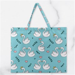 Elegant Swan Pattern Design Zipper Large Tote Bag by pakminggu