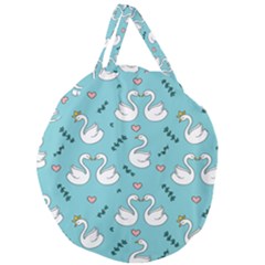 Elegant Swan Pattern Design Giant Round Zipper Tote by pakminggu