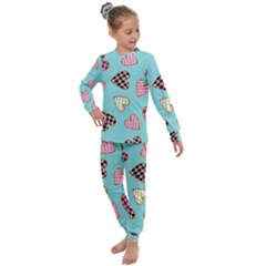 Seamless Pattern With Heart Shaped Cookies With Sugar Icing Kids  Long Sleeve Set  by pakminggu