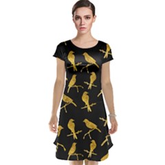 Background With Golden Birds Cap Sleeve Nightdress by pakminggu