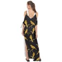 Background With Golden Birds Maxi Chiffon Cover Up Dress View2