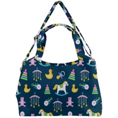 Cute Babies Toys Seamless Pattern Double Compartment Shoulder Bag by pakminggu