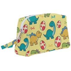 Seamless Pattern With Cute Dinosaurs Character Wristlet Pouch Bag (large) by pakminggu